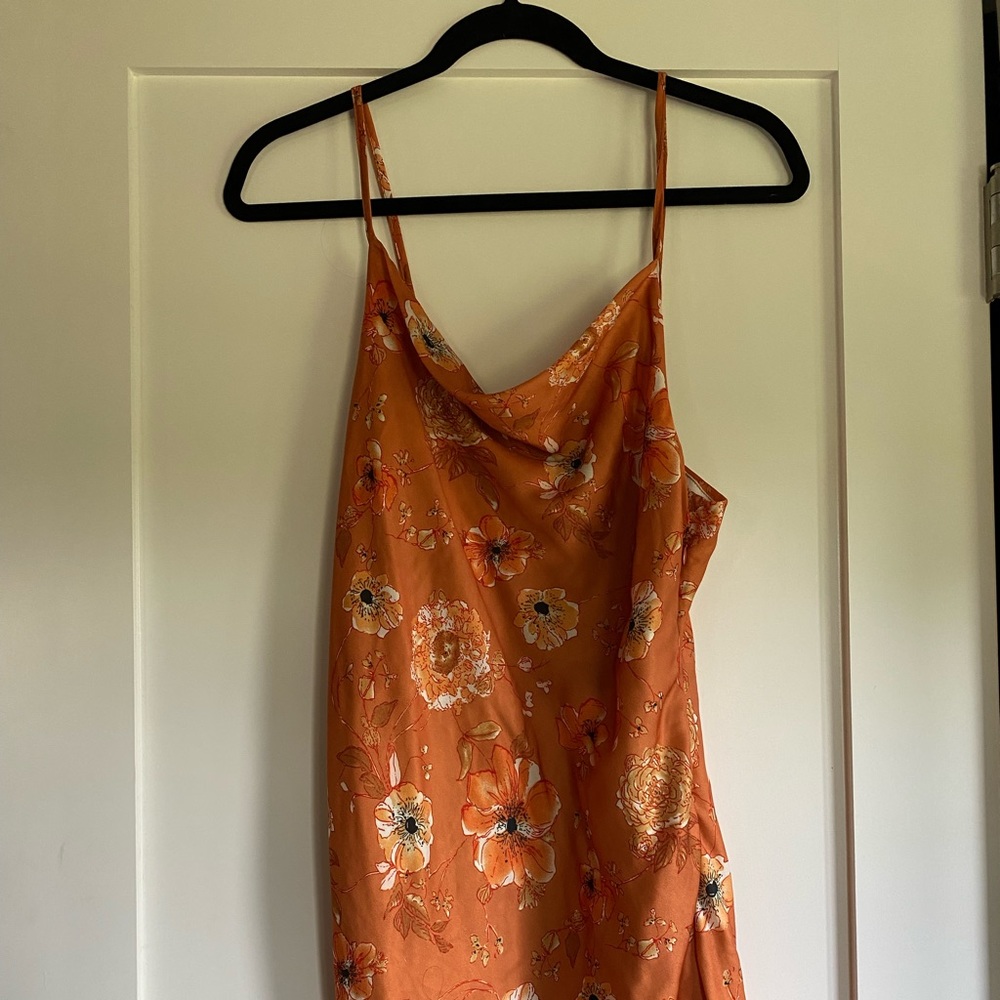 Orange Floral Slip Dress